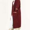 Pocketed Long Knit Cardigan Burgundy - Afbeelding 2