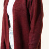 Pocketed Long Knit Cardigan Burgundy - Afbeelding 4