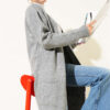 Pocketed Long Knit Cardigan Grey