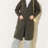Pocketed Long Knit Cardigan Khaki