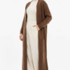 Pocketed Long Knit Cardigan Brown