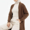 ⁦Pocketed Long Knit Cardigan Brown⁩ - الصورة ⁦2⁩