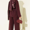 Floral Brooch-Detail French Terry Two-Piece Set Plum - Image 3