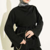 Floral Brooch-Detail French Terry Two-Piece Set Black - الصورة 2