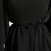 Floral Brooch-Detail French Terry Two-Piece Set Black - الصورة 4