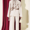 Floral Brooch-Detail French Terry Two-Piece Set Stone - الصورة 3
