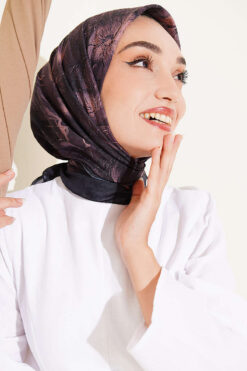 Alternative view of Floral Pattern Bamboo Crinkle Scarf Black