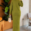 Floral Gold Buttoned Knit Two-Piece Set with Hem Edge Hazel – Bild 4