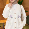 Embroidered V-Neck Knit Cardigan Beige