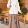 Embroidered V-Neck Knit Cardigan Beige - الصورة 2