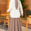 Embroidered V-Neck Knit Cardigan Beige - الصورة 4
