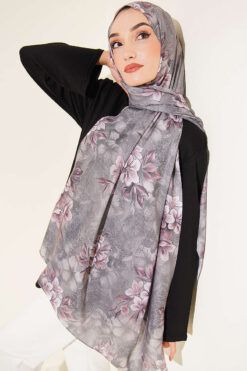 Alternative view of Floral Pattern Detail Shawl Smoke