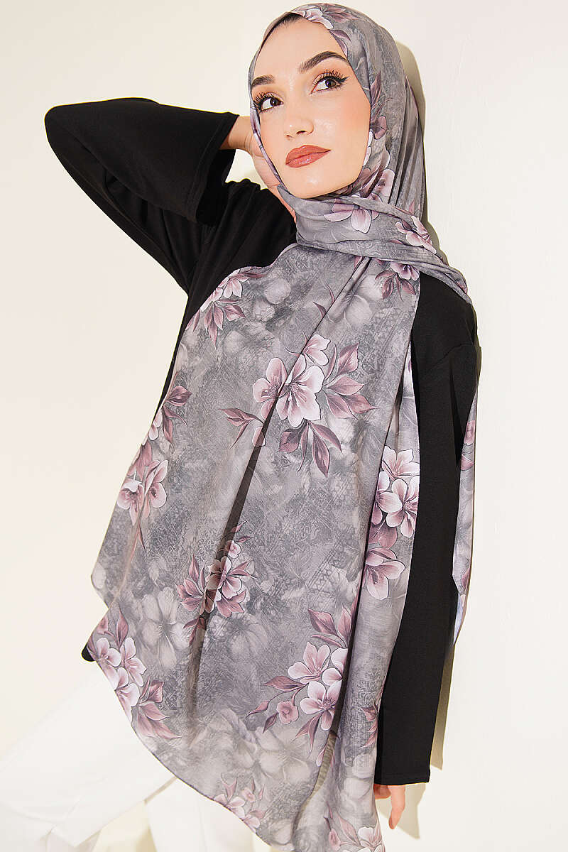 Floral Pattern Detail Shawl Smoke – Bild 2