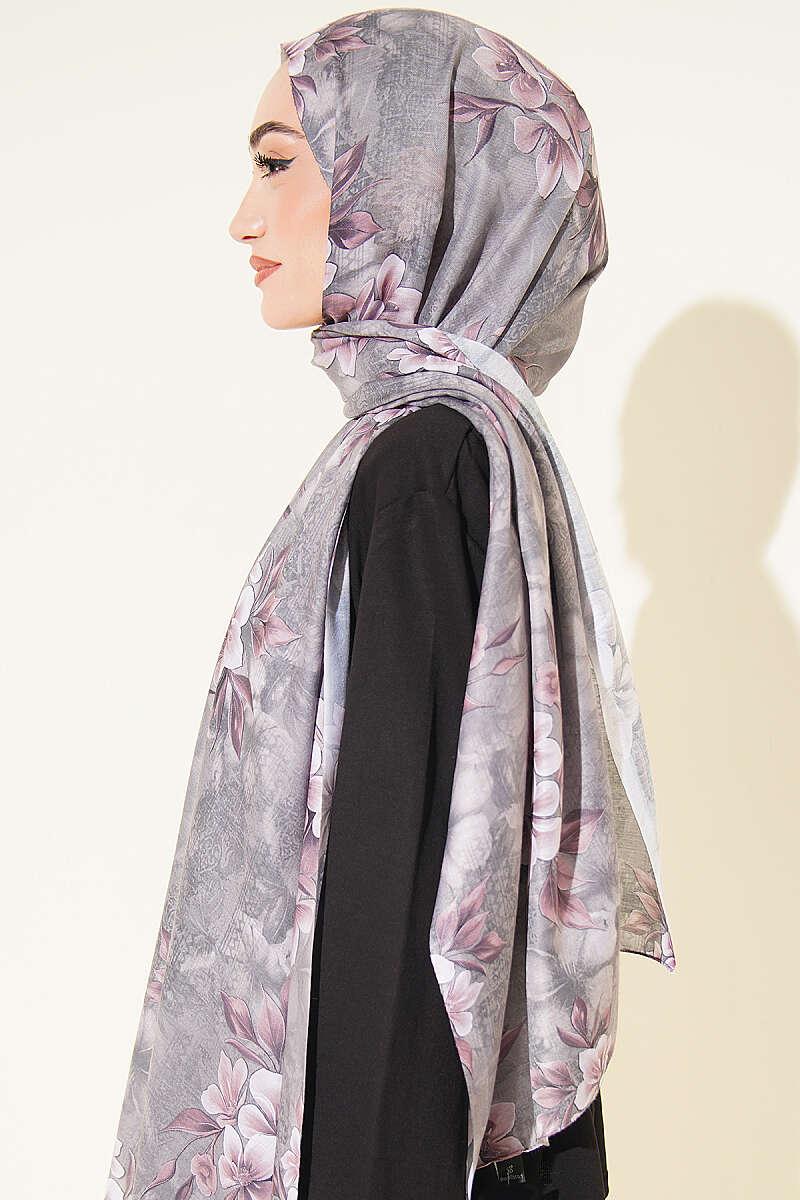 Floral Pattern Detail Shawl Smoke – Bild 3
