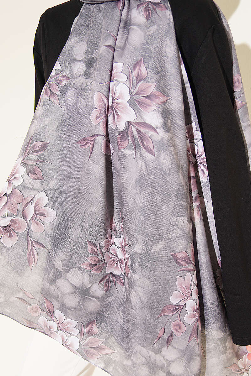Floral Pattern Detail Shawl Smoke – Bild 4
