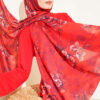Floral Pattern Detail Shawl Red