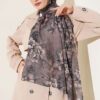 Floral Pattern Detail Shawl Mink