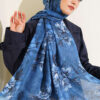 Floral Pattern Detail Shawl Navy Blue