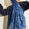 Floral Pattern Detail Shawl Navy Blue - immagine 2