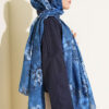 Floral Pattern Detail Shawl Navy Blue - immagine 3