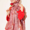 Floral Pattern Detail Shawl Brown - immagine 2