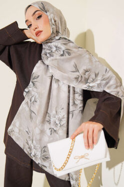 Alternative view of Floral Pattern Detail Shawl Aqua Green