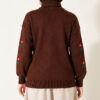 Flower Embroidered French Terry Knit Cardigan Brown – Image 3