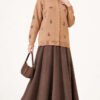 Flower Embroidered French Terry Knit Cardigan Latte – Image 3