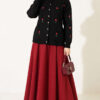 Flower Embroidered French Terry Knit Cardigan Black – Image 2