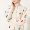 Flower Embroidered French Terry Knit Cardigan Stone – Bild 2