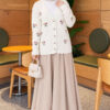 Embroidered Floral Button-Up Knit Cardigan Ecru - immagine 2