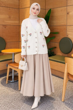 Alternative view of Embroidered Floral Button-Up Knit Cardigan Ecru
