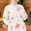 Embroidered Floral Button-Up Knit Cardigan Ecru - immagine 3