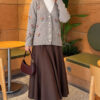 Embroidered Floral Button-Up Knit Cardigan Grey - immagine 2