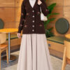 Embroidered Floral Button-Up Knit Cardigan Brown - immagine 2