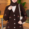 Embroidered Floral Button-Up Knit Cardigan Brown - immagine 3