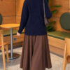Embroidered Floral Button-Up Knit Cardigan Navy Blue - Image 4