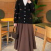 Embroidered Floral Button-Up Knit Cardigan Black - Image 2