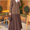 Embroidered Floral Button-Up Knit Cardigan Mink - الصورة 2