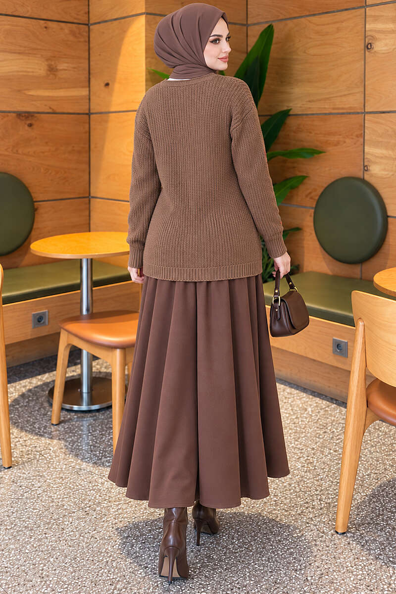 Embroidered Floral Button-Up Knit Cardigan Mink - الصورة 4