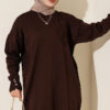 Embroidered Flower French Terry Tunic Dark Brown