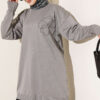 Embroidered Flower French Terry Tunic Grey