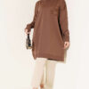 Embroidered Flower French Terry Tunic Brown - الصورة 2