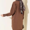 Embroidered Flower French Terry Tunic Brown - الصورة 3
