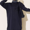 Embroidered Flower French Terry Tunic Navy Blue
