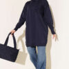 Embroidered Flower French Terry Tunic Navy Blue - Imagen 2