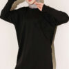 Embroidered Flower French Terry Tunic Black
