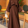 Embellished Evening Gown with Floral Decorations and Bolero Chestnut