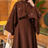 Embellished Evening Gown with Floral Decorations and Bolero Chestnut - Afbeelding 3