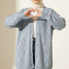 Floral Diamond Pattern Knit Cardigan Baby Blue